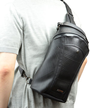 SEAL Men's Sling Backpack PS084 BLACK Over the Shoulder View