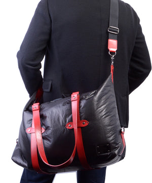 SEAL x Fujikura Parachute Luggage Bag RED Over The Shoulder View