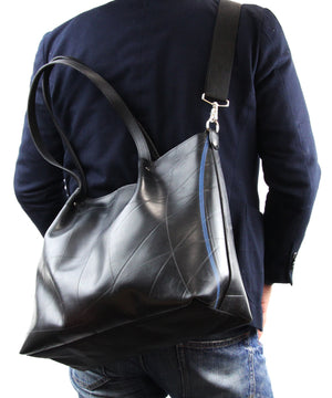 SEAL Japan Made Carry-All Tote PS059 BLACK Over the Shoulder View with Detachable Shoulder Strap