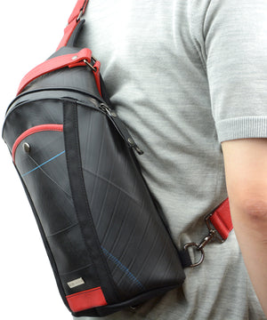 SEAL Men's Sling Backpack PS084 RED Over The Shoulder View