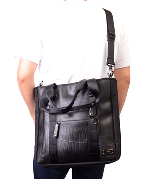 SEAL Recycled Tire Tube Men's Tote Bag PS151 BLACK Long Shoulder Strap View