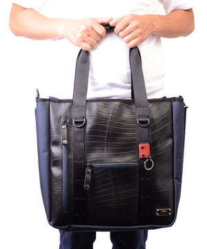 SEAL Recycled Tire Tube Men's Tote Bag PS151 NAVY Hand Carry View