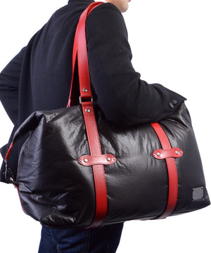 SEAL x Fujikura Parachute Luggage Bag RED Over The Shoulder View
