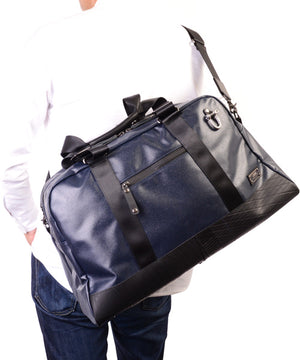 SEAL x Morino Canvas Carry On Bag NAVY Over the shoulder View